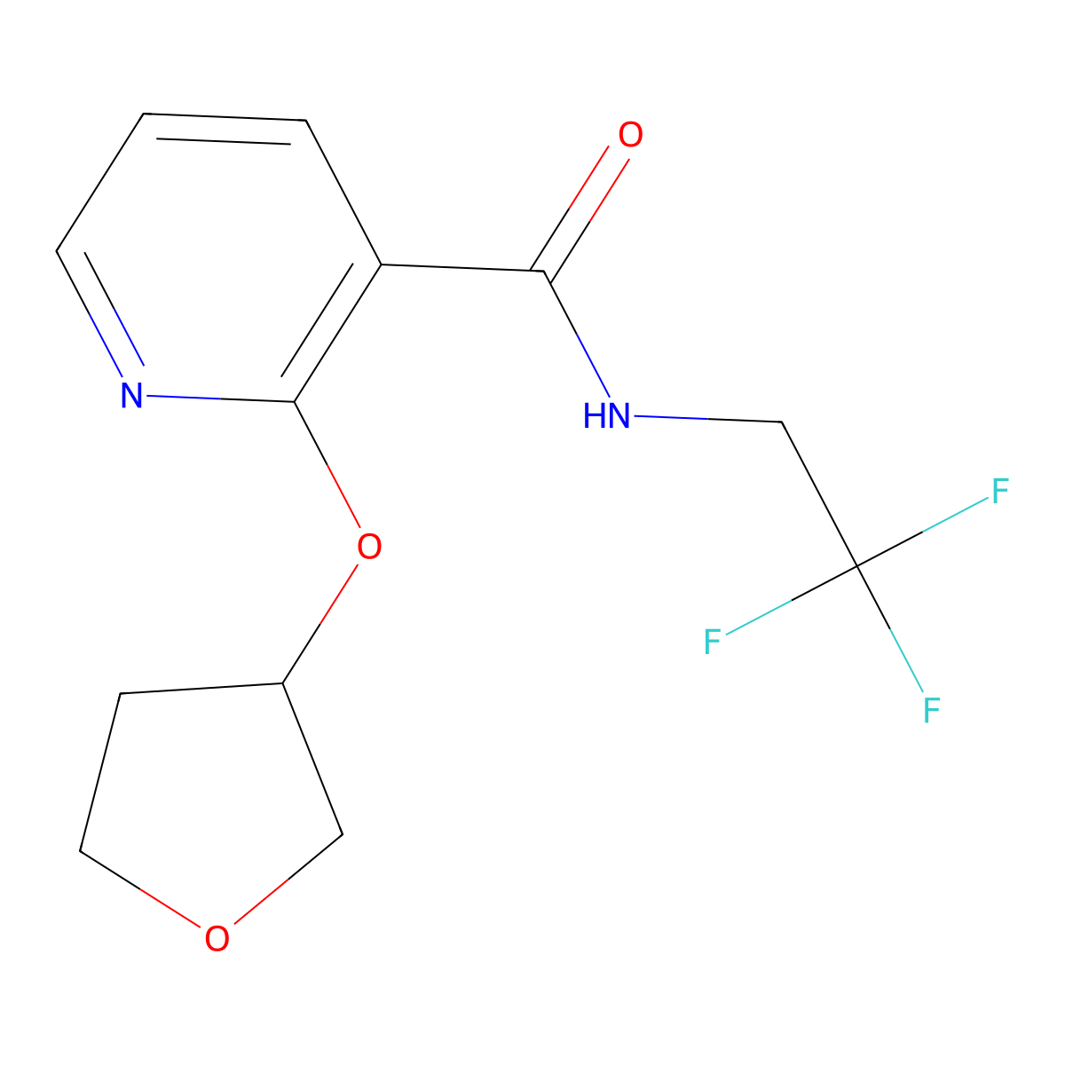 2-(oxolan-3-yloxy)-N-(2,2,2-trifluoroethyl)pyridine-3-carboxamide molecular structure, CAS 2034313-00-1