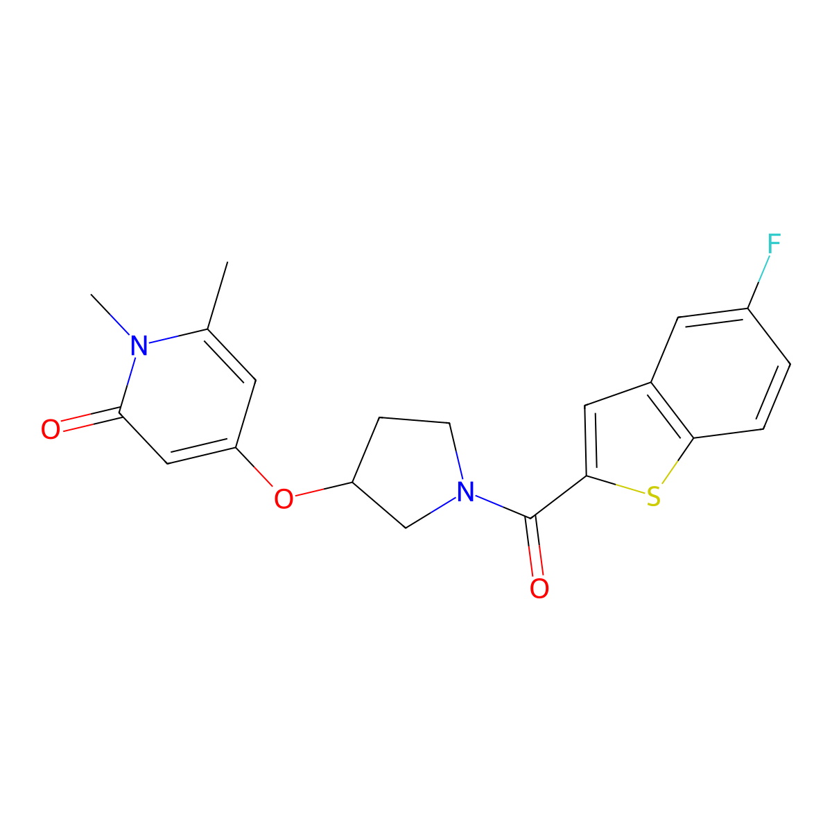 4-((1-(5-fluorobenzo[b]thiophene-2-carbonyl)pyrrolidin-3-yl)oxy)-1,6-dimethylpyridin-2(1H)-one molecular structure, CAS 2034313-10-3