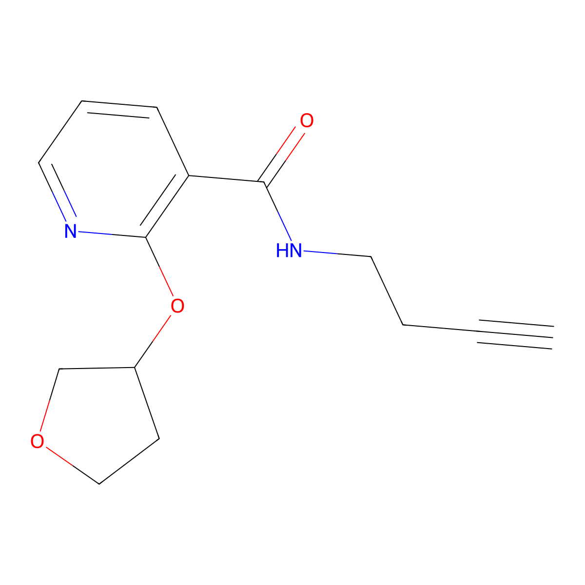 N-(but-3-yn-1-yl)-2-((tetrahydrofuran-3-yl)oxy)nicotinamide molecular structure, CAS 2034313-11-4