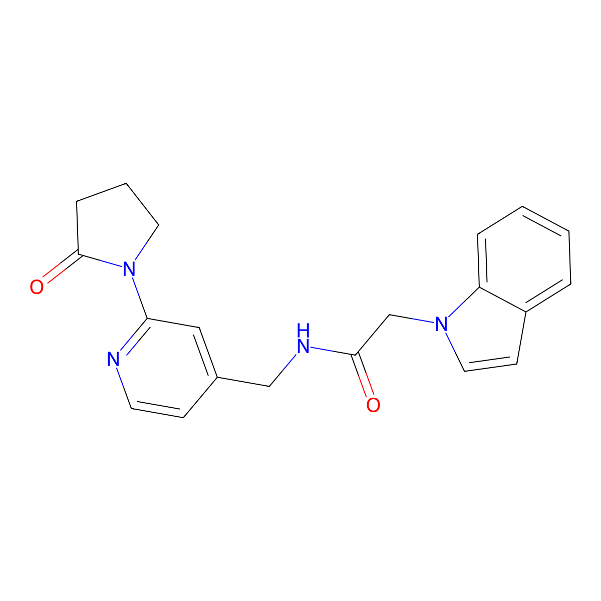 2-(1H-indol-1-yl)-N-{[2-(2-oxopyrrolidin-1-yl)pyridin-4-yl]methyl}acetamide molecular structure, CAS 2034313-12-5