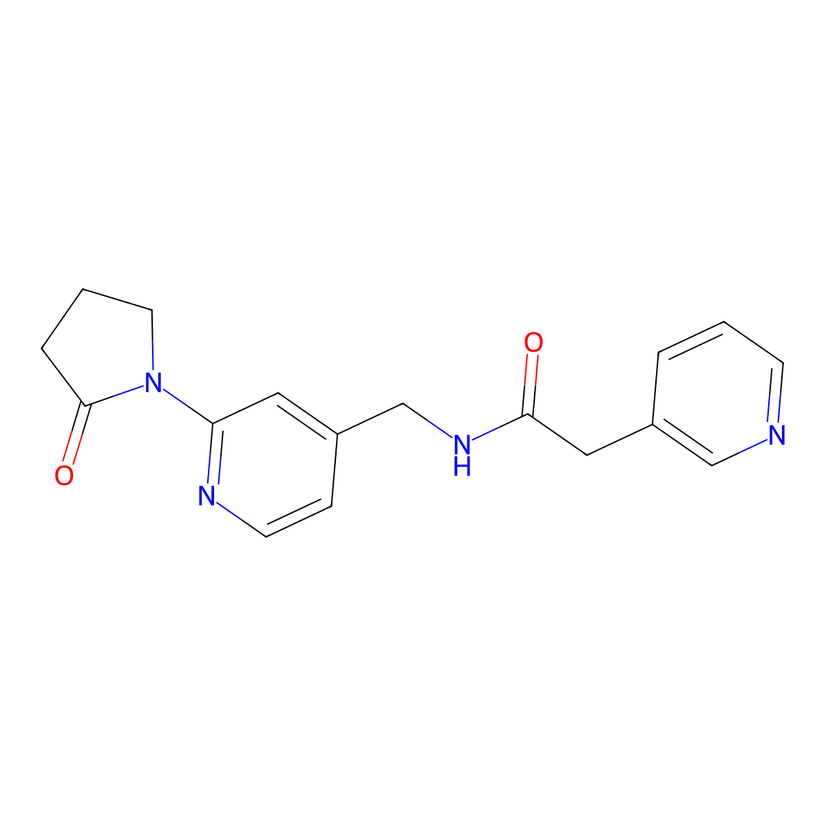 N-{[2-(2-oxopyrrolidin-1-yl)pyridin-4-yl]methyl}-2-(pyridin-3-yl)acetamide molecular structure, CAS 2034313-18-1