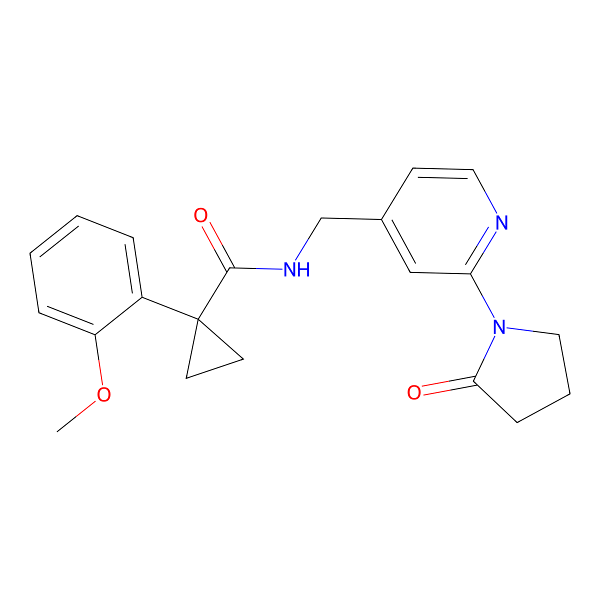 1-(2-methoxyphenyl)-N-((2-(2-oxopyrrolidin-1-yl)pyridin-4-yl)methyl)cyclopropanecarboxamide molecular structure, CAS 2034313-22-7