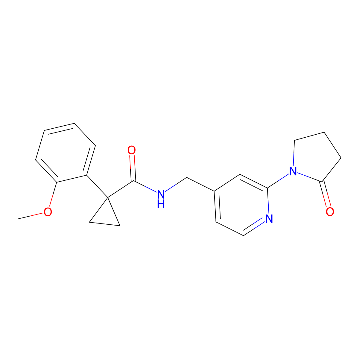 1-(2-methoxyphenyl)-N-((2-(2-oxopyrrolidin-1-yl)pyridin-4-yl)methyl)cyclopropanecarboxamide molecular structure, CAS 2034313-22-7