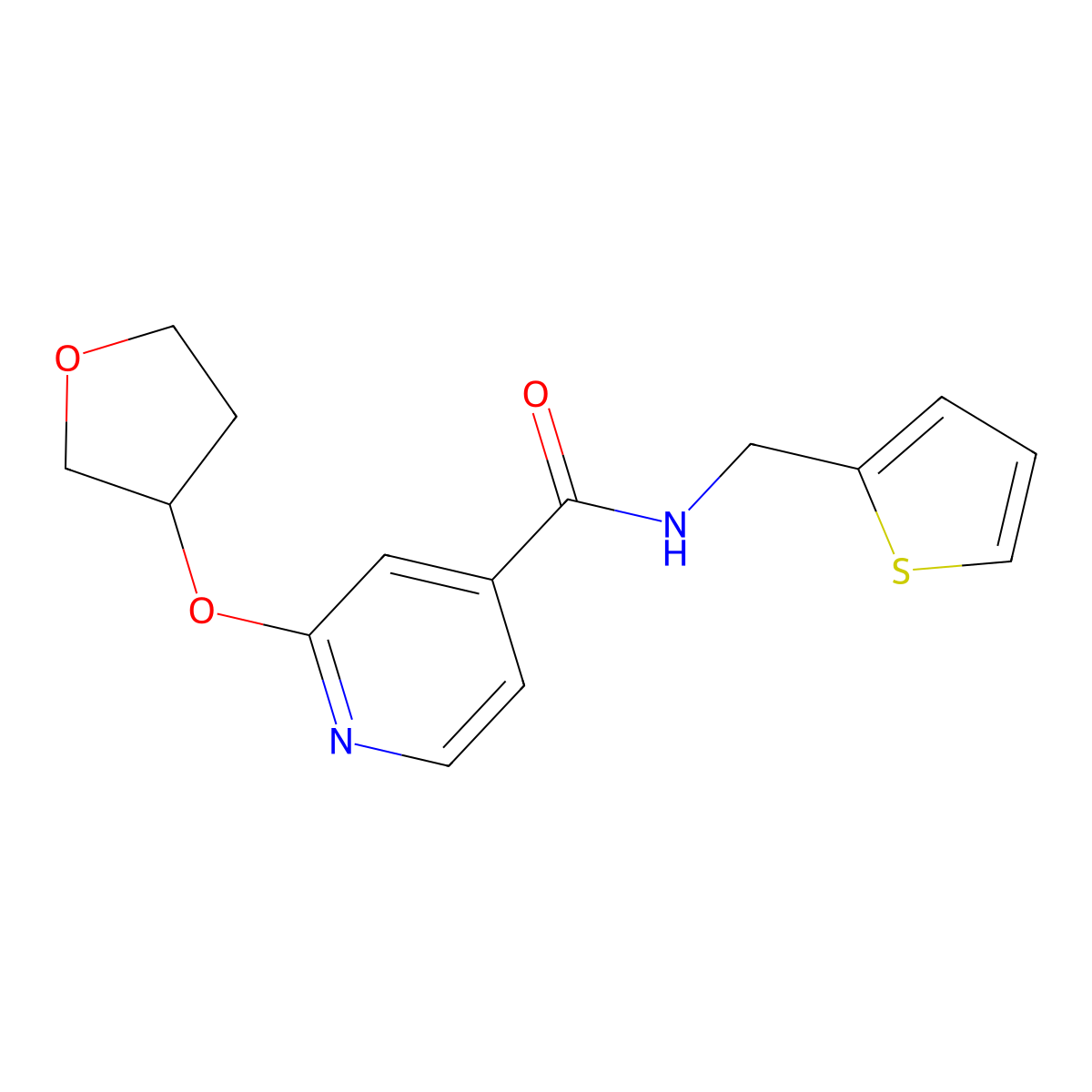 2-((tetrahydrofuran-3-yl)oxy)-N-(thiophen-2-ylmethyl)isonicotinamide molecular structure, CAS 2034313-23-8