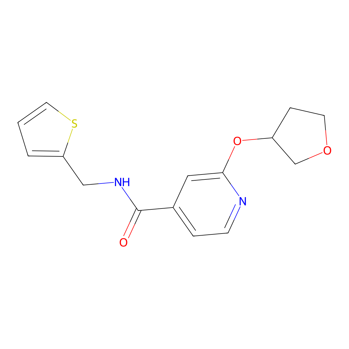 2-((tetrahydrofuran-3-yl)oxy)-N-(thiophen-2-ylmethyl)isonicotinamide molecular structure, CAS 2034313-23-8