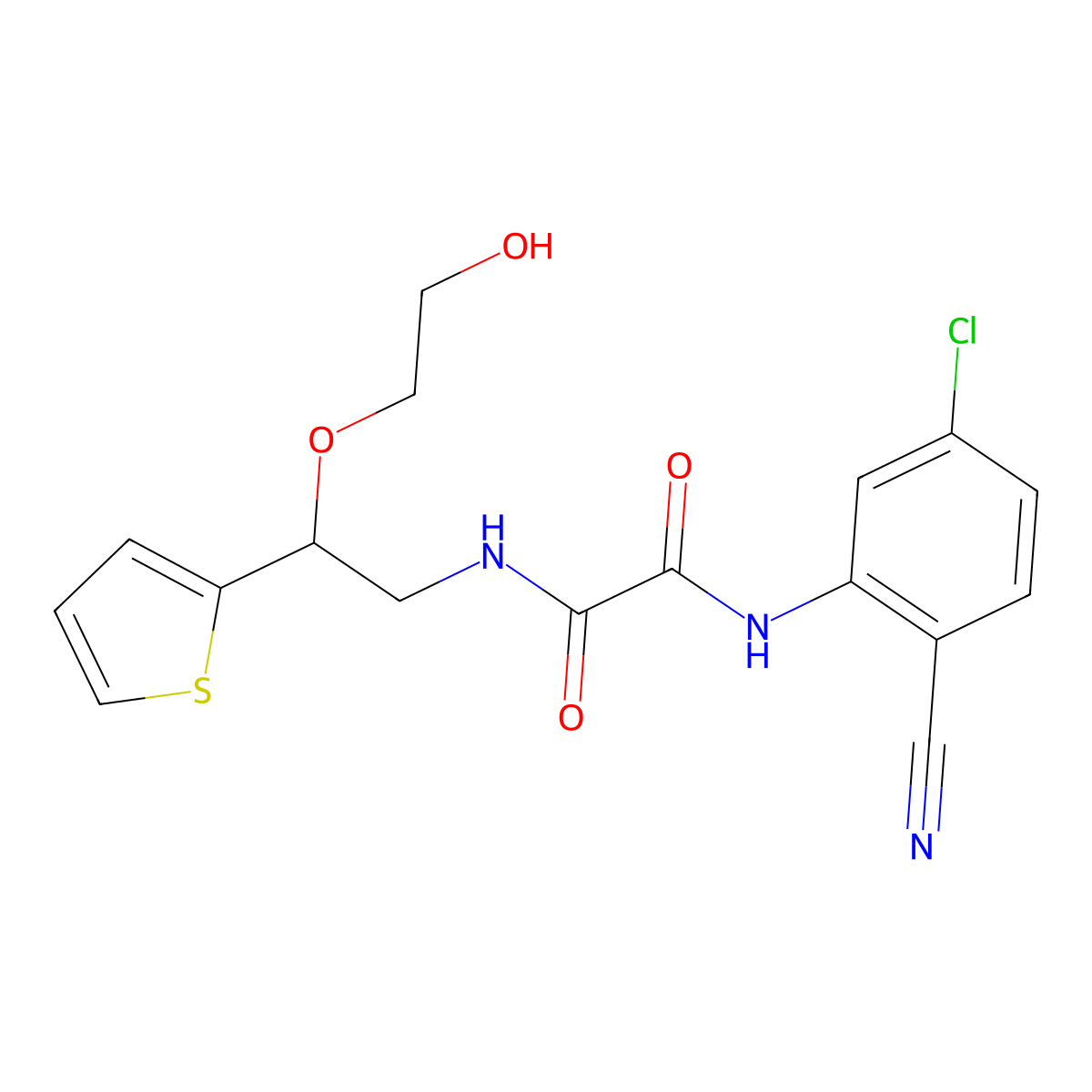 N1-(5-chloro-2-cyanophenyl)-N2-(2-(2-hydroxyethoxy)-2-(thiophen-2-yl)ethyl)oxalamide molecular structure, CAS 2034313-24-9