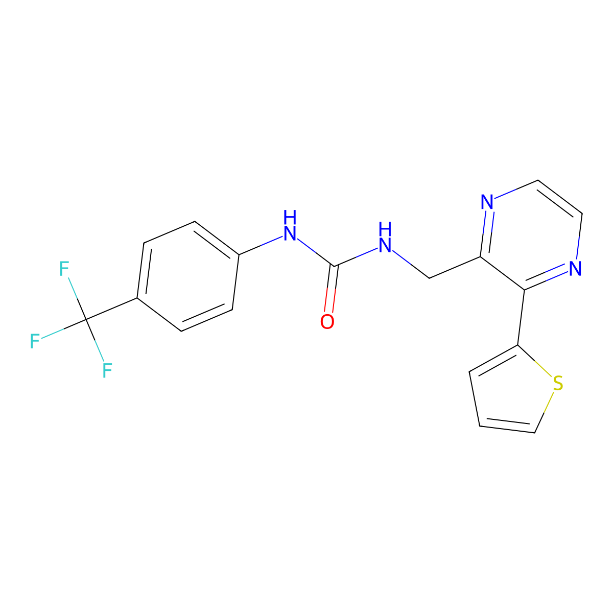 1-((3-(Thiophen-2-yl)pyrazin-2-yl)methyl)-3-(4-(trifluoromethyl)phenyl)urea molecular structure, CAS 2034313-26-1