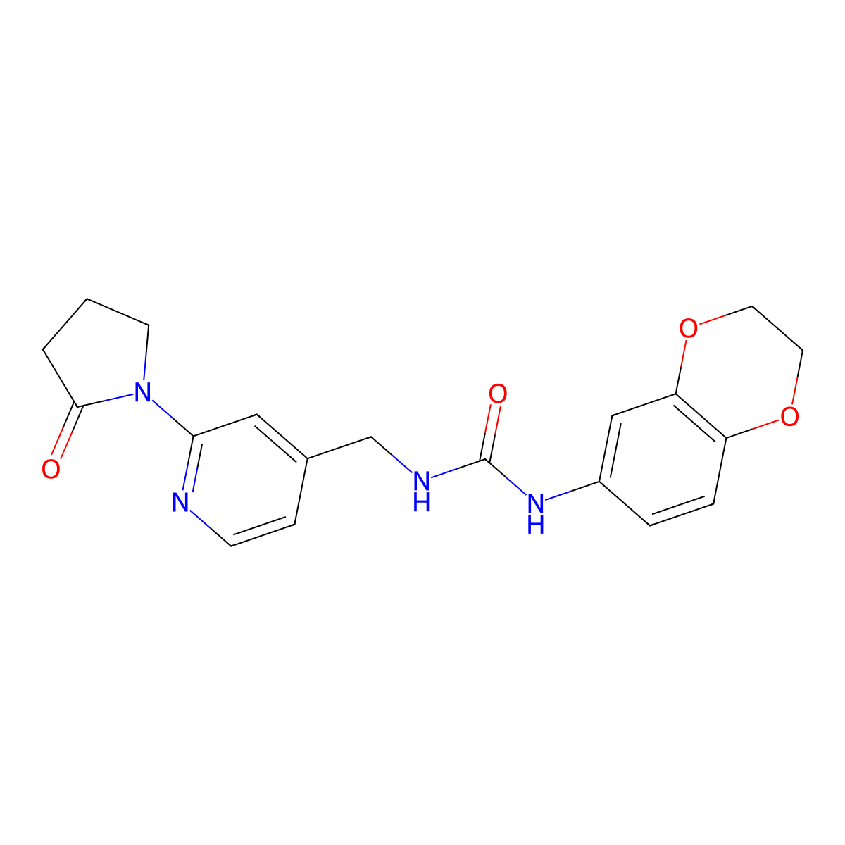 1-(2,3-Dihydrobenzo[b][1,4]dioxin-6-yl)-3-((2-(2-oxopyrrolidin-1-yl)pyridin-4-yl)methyl)urea molecular structure, CAS 2034313-28-3