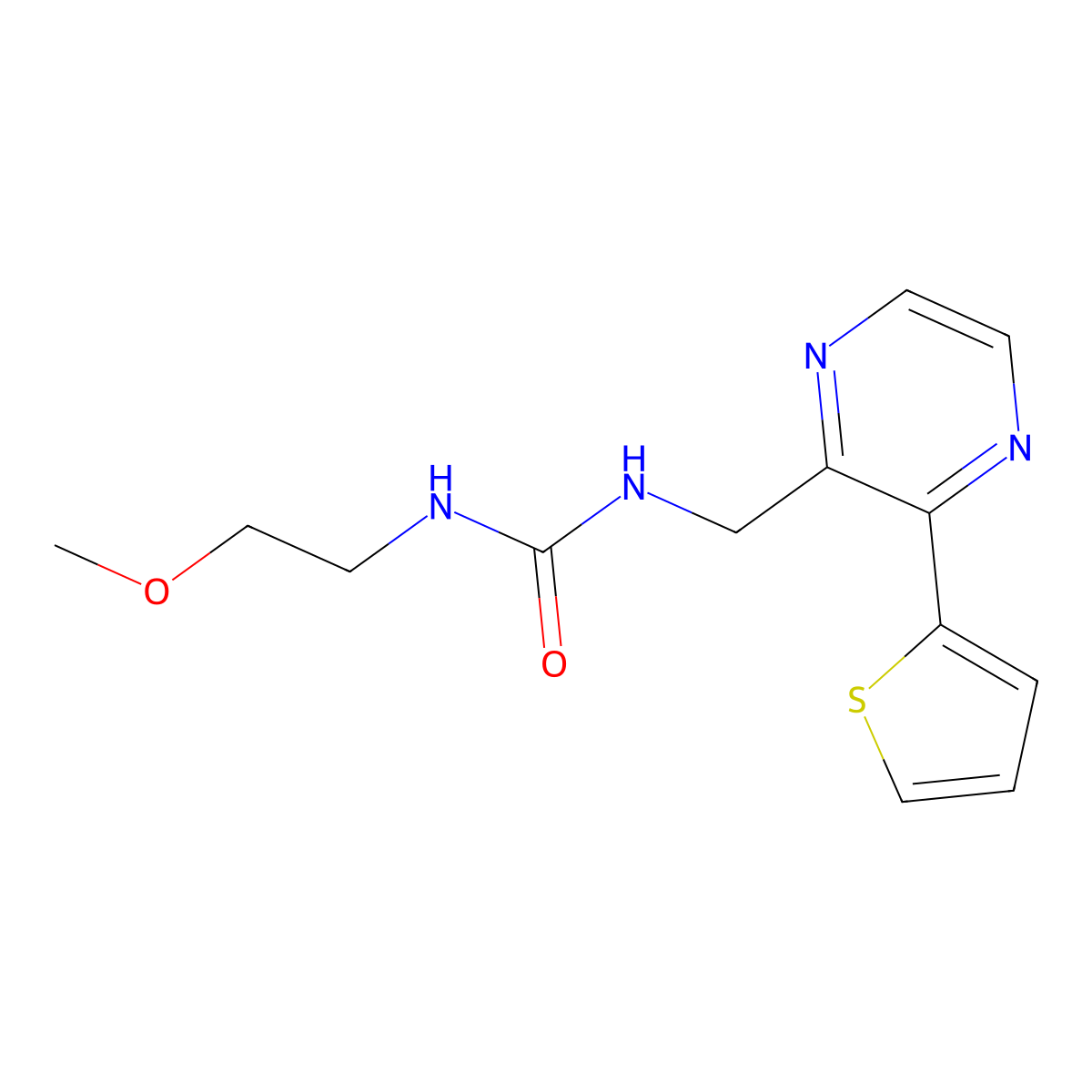 1-(2-Methoxyethyl)-3-((3-(thiophen-2-yl)pyrazin-2-yl)methyl)urea molecular structure, CAS 2034313-31-8