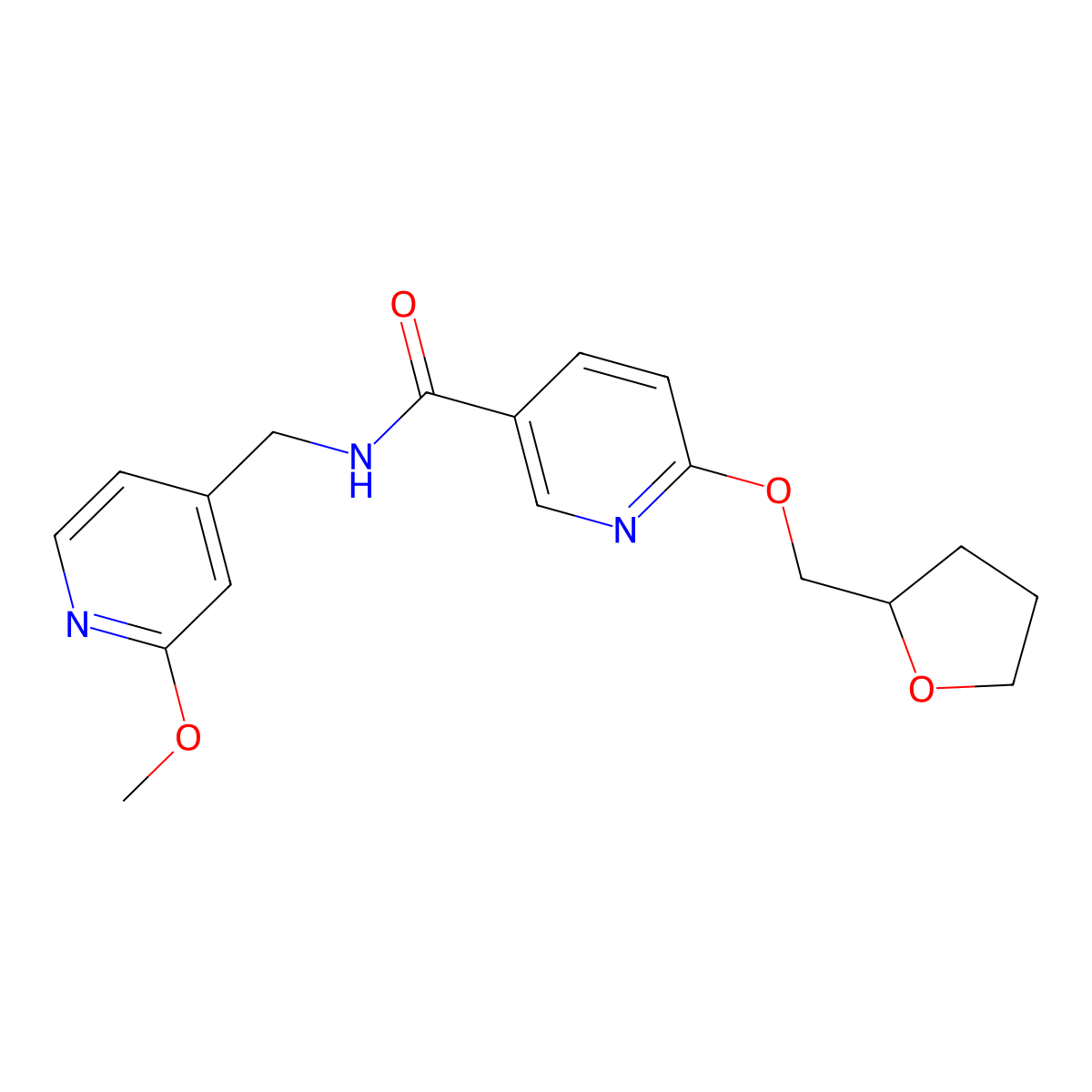 N-((2-methoxypyridin-4-yl)methyl)-6-((tetrahydrofuran-2-yl)methoxy)nicotinamide molecular structure, CAS 2034313-33-0