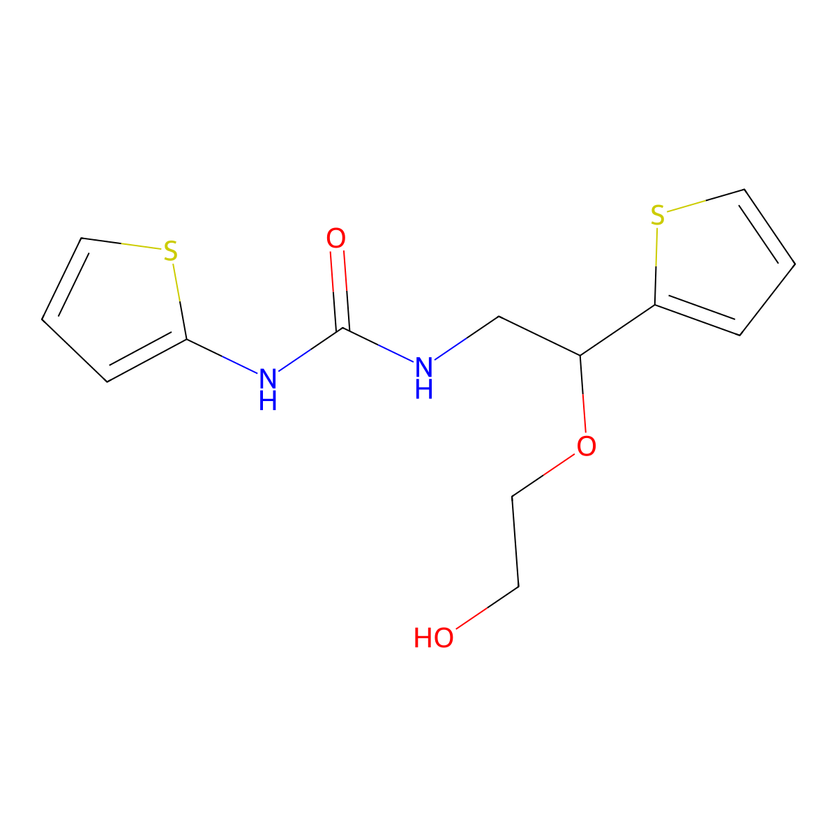 1-[2-(2-Hydroxyethoxy)-2-(thiophen-2-yl)ethyl]-3-(thiophen-2-yl)urea molecular structure, CAS 2034313-38-5