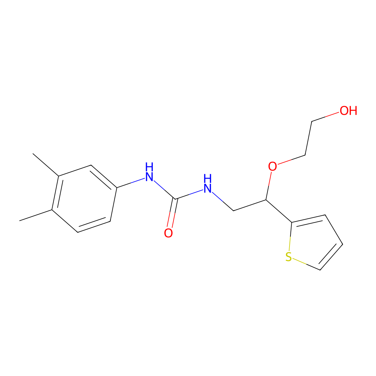 1-(3,4-Dimethylphenyl)-3-[2-(2-hydroxyethoxy)-2-(thiophen-2-yl)ethyl]urea molecular structure, CAS 2034313-42-1