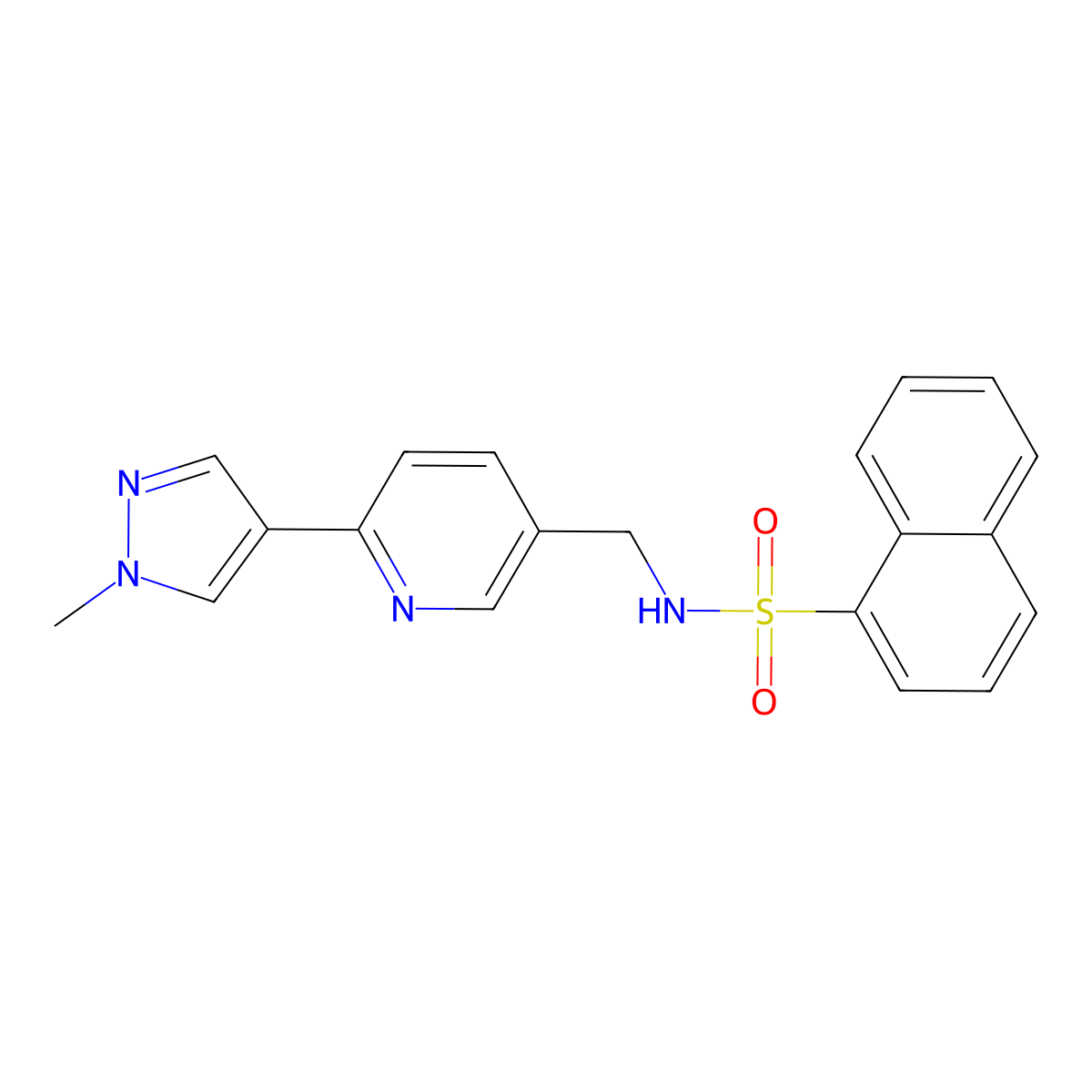 N-{[6-(1-methyl-1H-pyrazol-4-yl)pyridin-3-yl]methyl}naphthalene-1-sulfonamide molecular structure, CAS 2034313-44-3