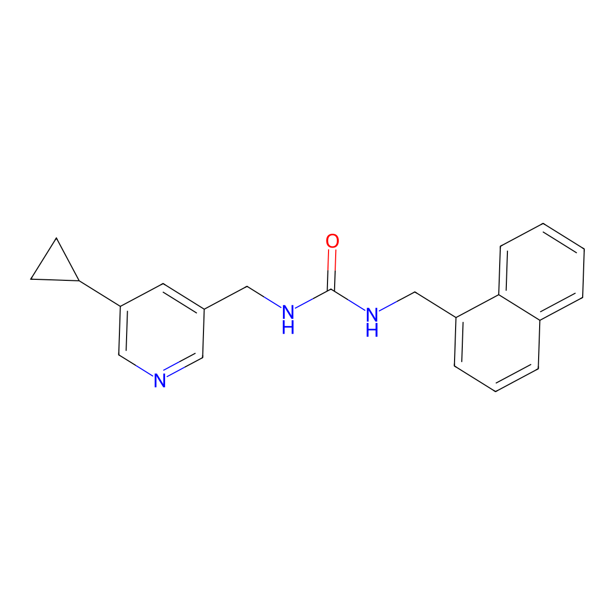 1-((5-Cyclopropylpyridin-3-yl)methyl)-3-(naphthalen-1-ylmethyl)urea molecular structure, CAS 2034313-45-4