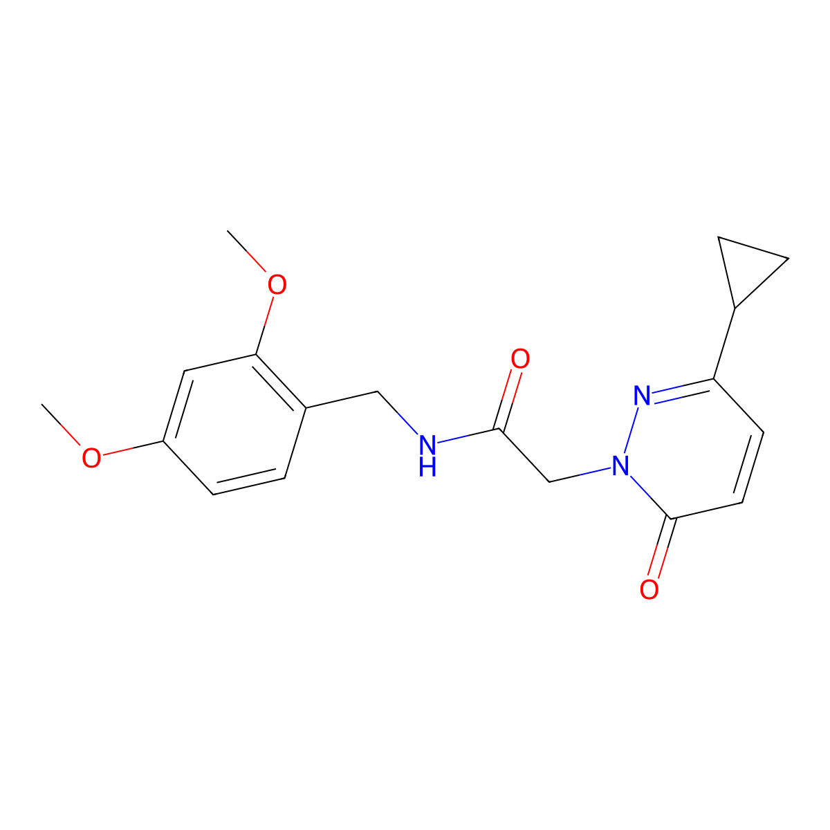 2-(3-cyclopropyl-6-oxopyridazin-1(6H)-yl)-N-(2,4-dimethoxybenzyl)acetamide molecular structure, CAS 2034313-48-7
