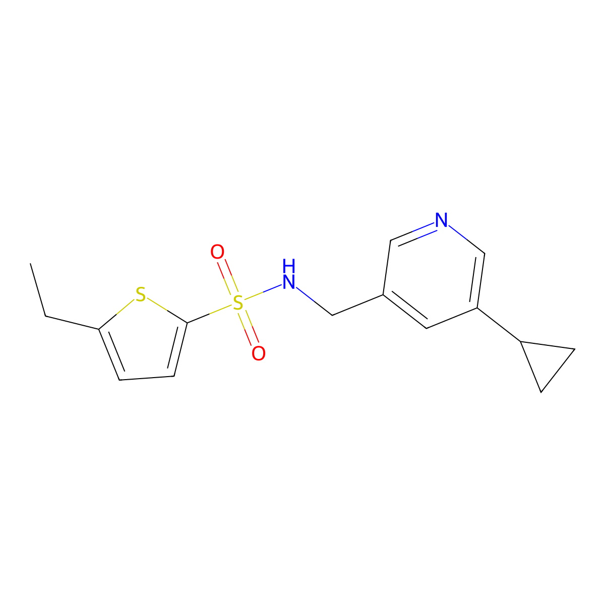 N-[(5-cyclopropylpyridin-3-yl)methyl]-5-ethylthiophene-2-sulfonamide molecular structure, CAS 2034313-51-2