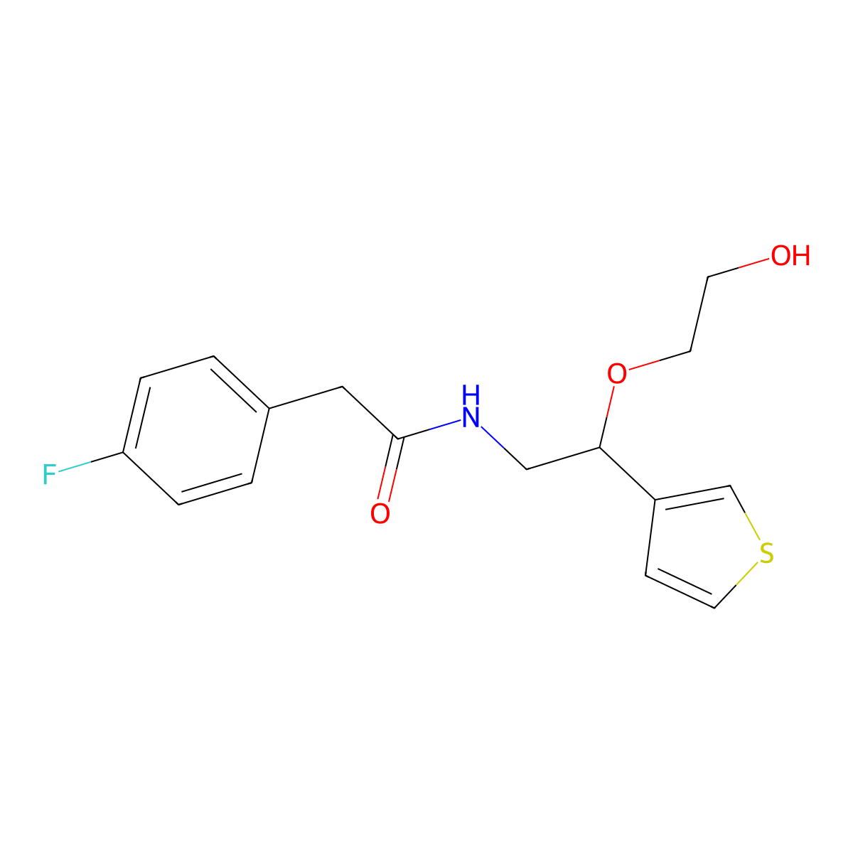 2-(4-fluorophenyl)-N-[2-(2-hydroxyethoxy)-2-(thiophen-3-yl)ethyl]acetamide molecular structure, CAS 2034313-52-3
