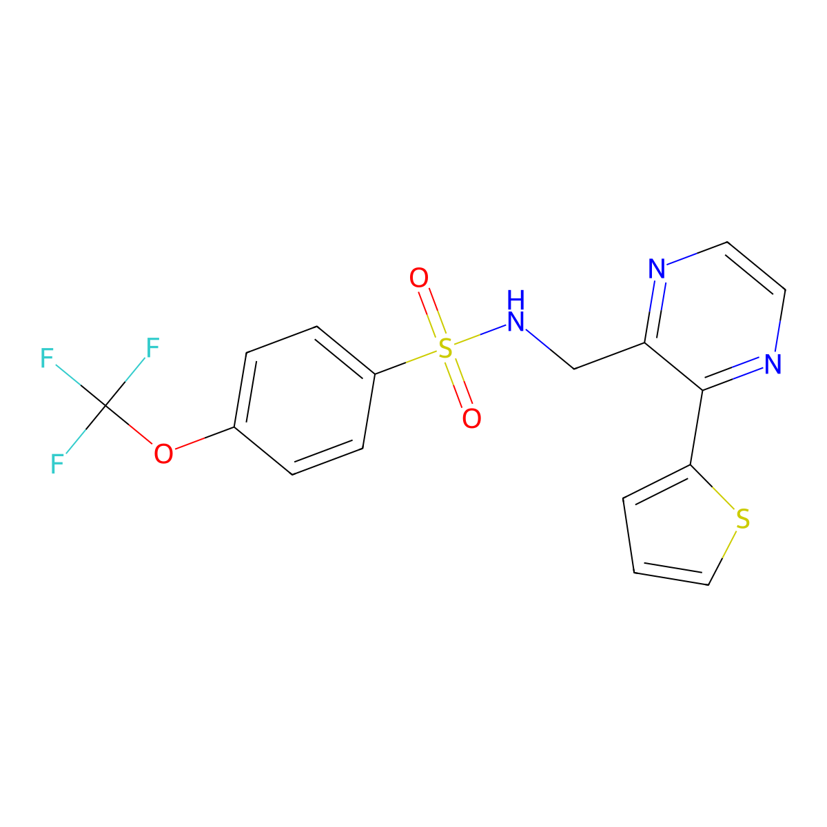N-((3-(thiophen-2-yl)pyrazin-2-yl)methyl)-4-(trifluoromethoxy)benzenesulfonamide molecular structure, CAS 2034313-53-4