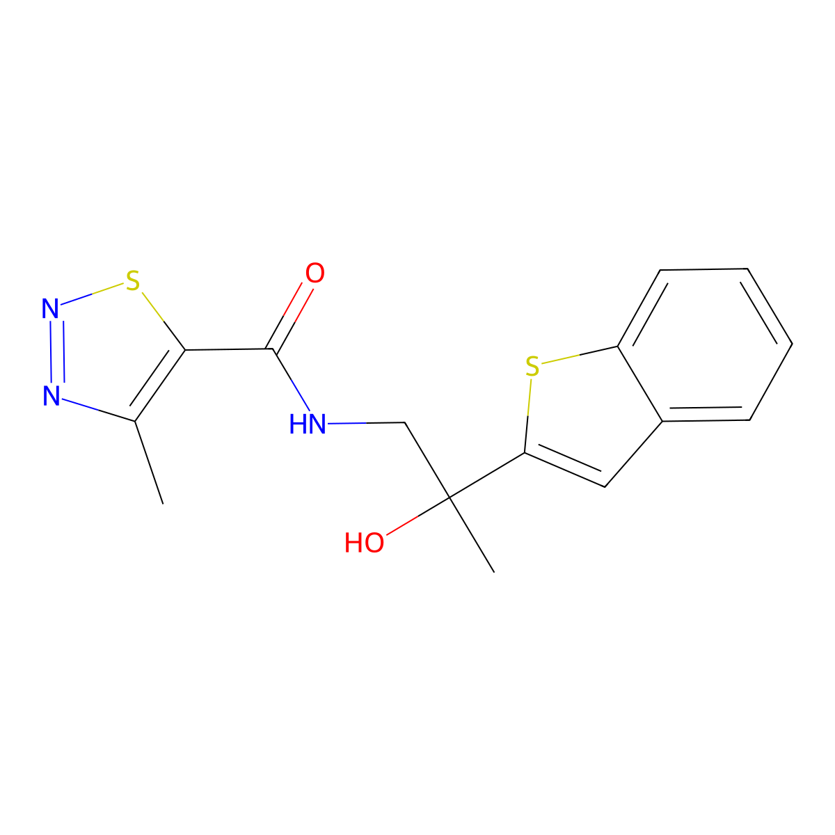 N-(2-(benzo[b]thiophen-2-yl)-2-hydroxypropyl)-4-methyl-1,2,3-thiadiazole-5-carboxamide molecular structure, CAS 2034313-55-6