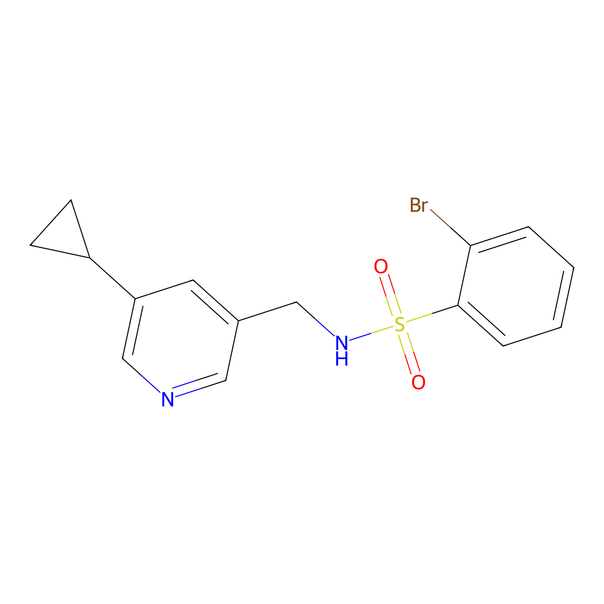 2-bromo-N-((5-cyclopropylpyridin-3-yl)methyl)benzenesulfonamide molecular structure, CAS 2034313-57-8