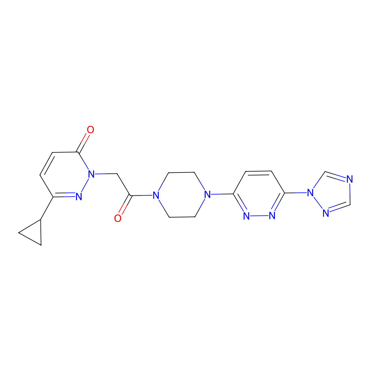 2-(2-(4-(6-(1H-1,2,4-triazol-1-yl)pyridazin-3-yl)piperazin-1-yl)-2-oxoethyl)-6-cyclopropylpyridazin-3(2H)-one molecular structure, CAS 2034313-58-9