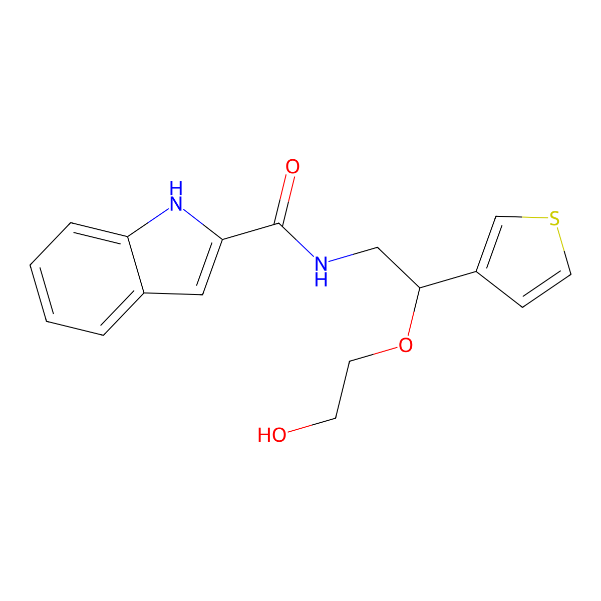 N-[2-(2-hydroxyethoxy)-2-(thiophen-3-yl)ethyl]-1H-indole-2-carboxamide molecular structure, CAS 2034313-60-3