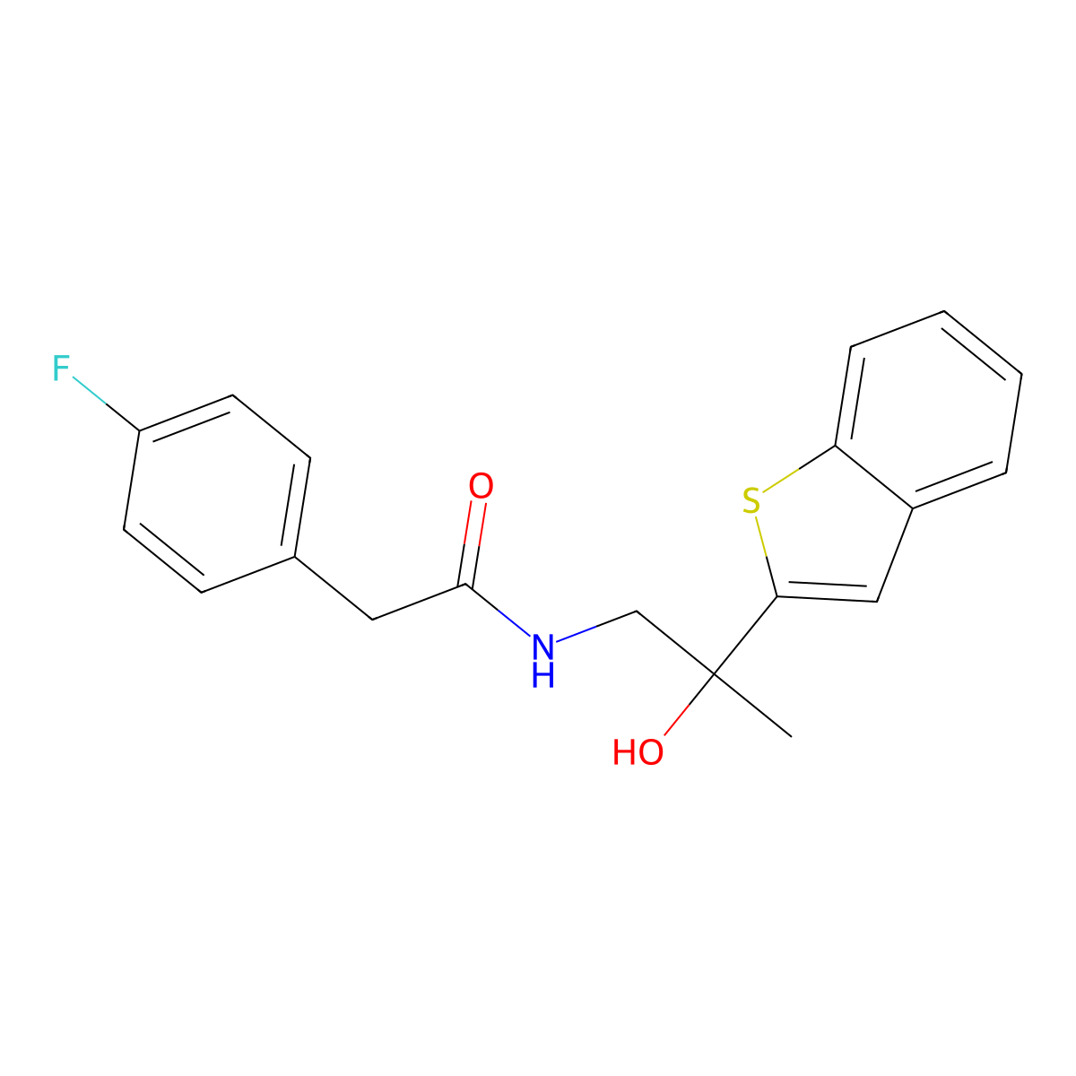 N-(2-(benzo[b]thiophen-2-yl)-2-hydroxypropyl)-2-(4-fluorophenyl)acetamide molecular structure, CAS 2034313-61-4