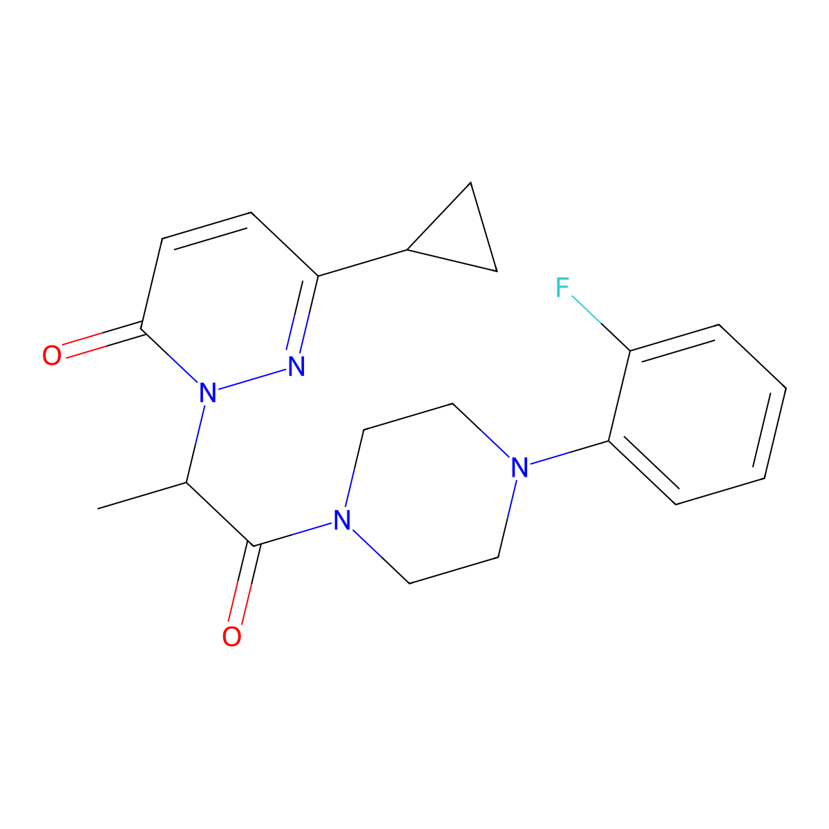 6-cyclopropyl-2-(1-(4-(2-fluorophenyl)piperazin-1-yl)-1-oxopropan-2-yl)pyridazin-3(2H)-one molecular structure, CAS 2034313-64-7