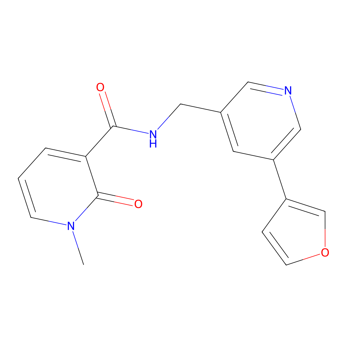 N-((5-(furan-3-yl)pyridin-3-yl)methyl)-1-methyl-2-oxo-1,2-dihydropyridine-3-carboxamide molecular structure, CAS 2034313-66-9
