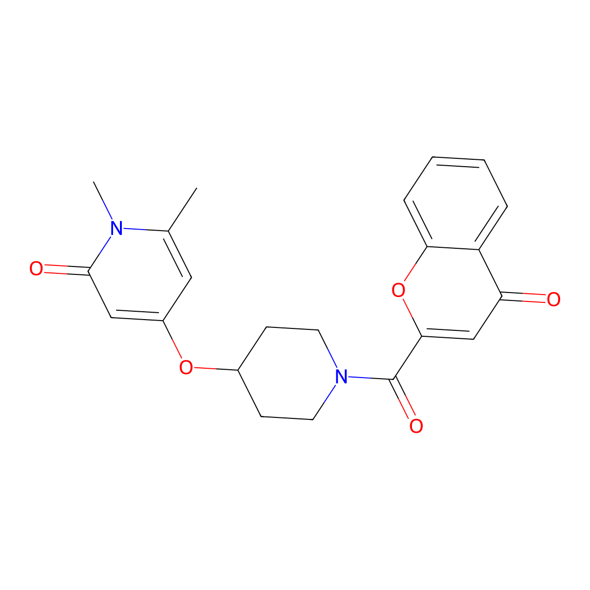 1,6-dimethyl-4-((1-(4-oxo-4H-chromene-2-carbonyl)piperidin-4-yl)oxy)pyridin-2(1H)-one molecular structure, CAS 2034313-69-2