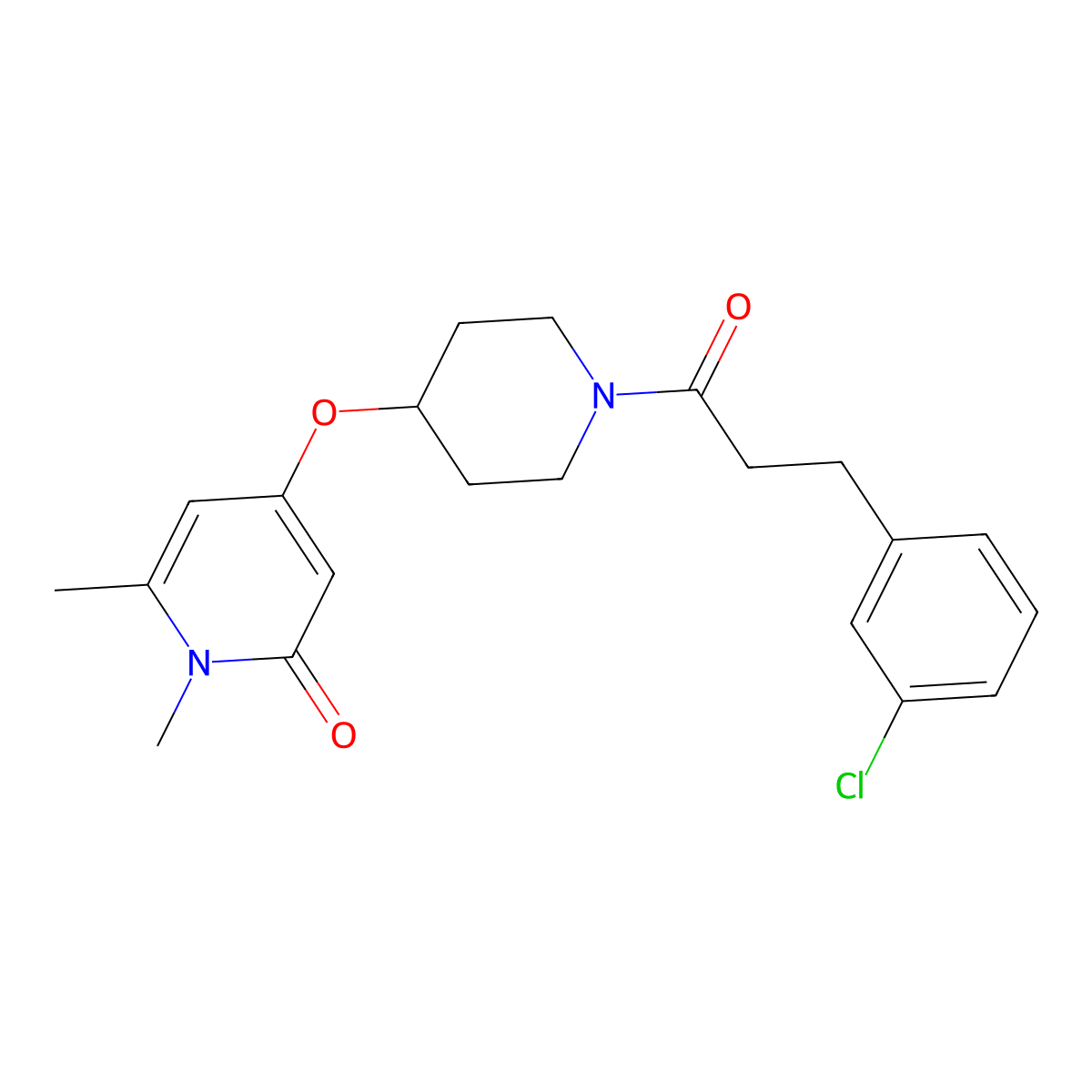 4-((1-(3-(3-chlorophenyl)propanoyl)piperidin-4-yl)oxy)-1,6-dimethylpyridin-2(1H)-one molecular structure, CAS 2034313-74-9