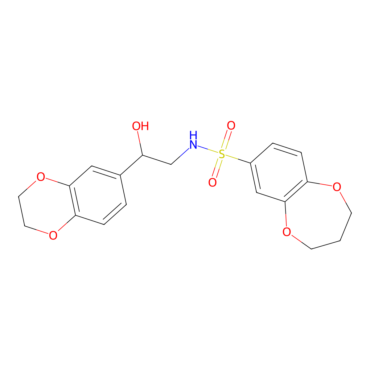 N-(2-(2,3-dihydrobenzo[b][1,4]dioxin-6-yl)-2-hydroxyethyl)-3,4-dihydro-2H-benzo[b][1,4]dioxepine-7-sulfonamide molecular structure, CAS 2034313-76-1
