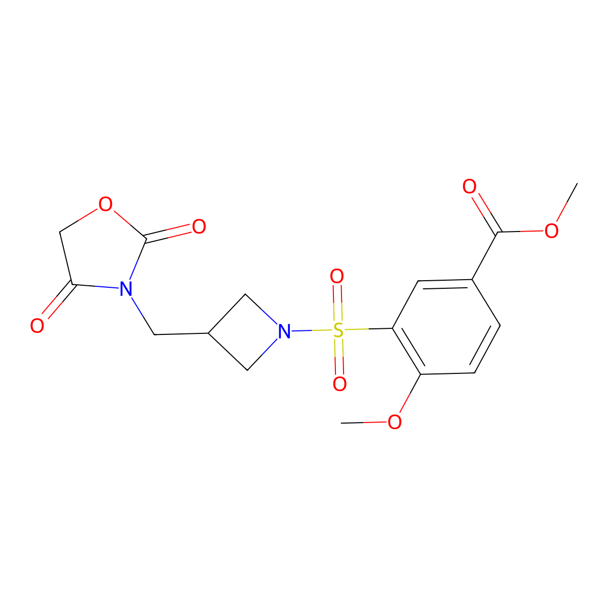 Methyl 3-((3-((2,4-dioxooxazolidin-3-yl)methyl)azetidin-1-yl)sulfonyl)-4-methoxybenzoate molecular structure, CAS 2034313-77-2