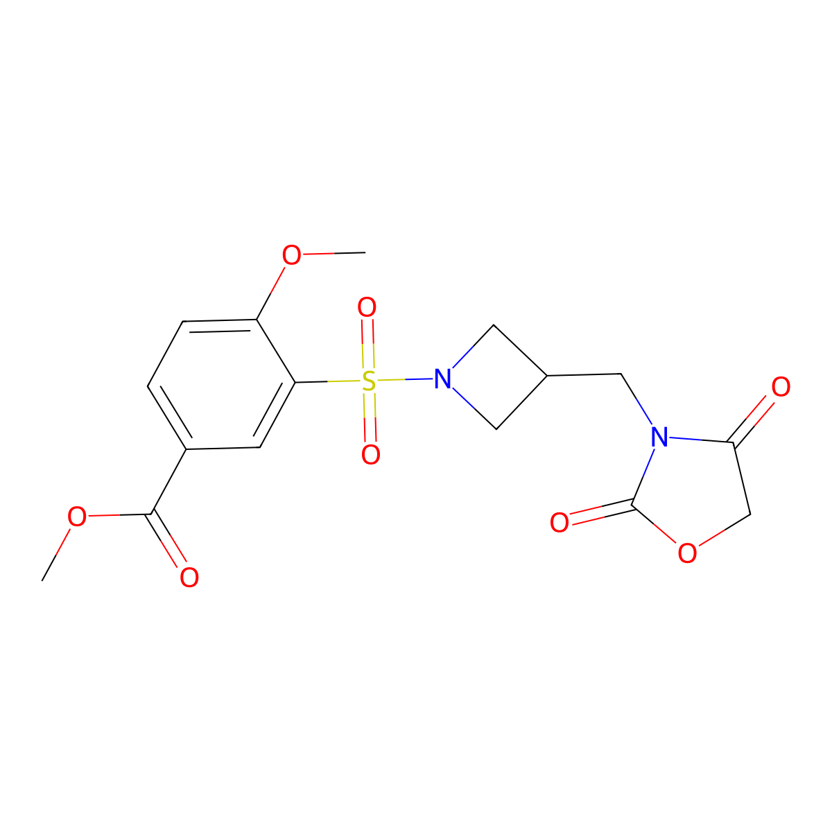 Methyl 3-((3-((2,4-dioxooxazolidin-3-yl)methyl)azetidin-1-yl)sulfonyl)-4-methoxybenzoate molecular structure, CAS 2034313-77-2