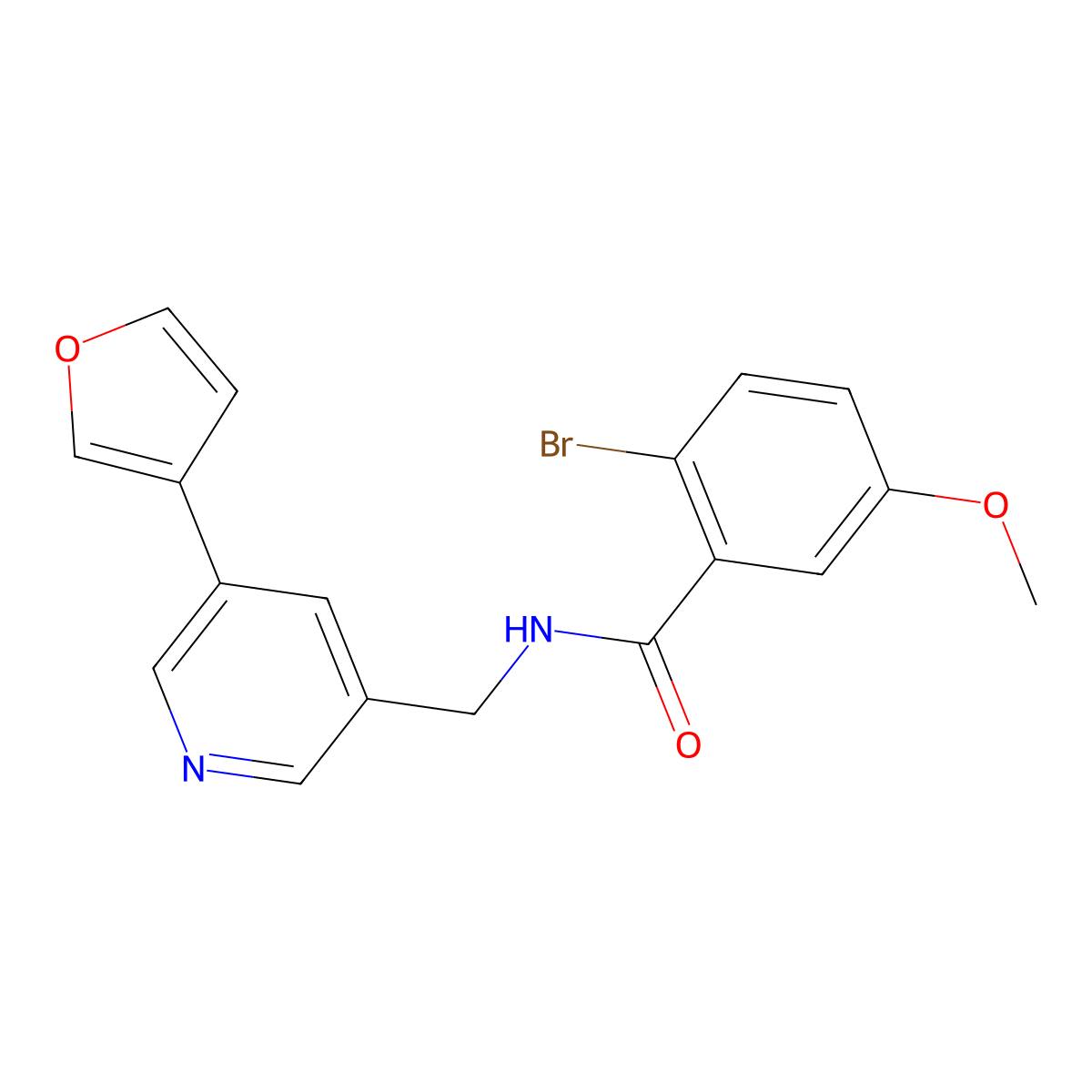 2-bromo-N-{[5-(furan-3-yl)pyridin-3-yl]methyl}-5-methoxybenzamide molecular structure, CAS 2034313-80-7
