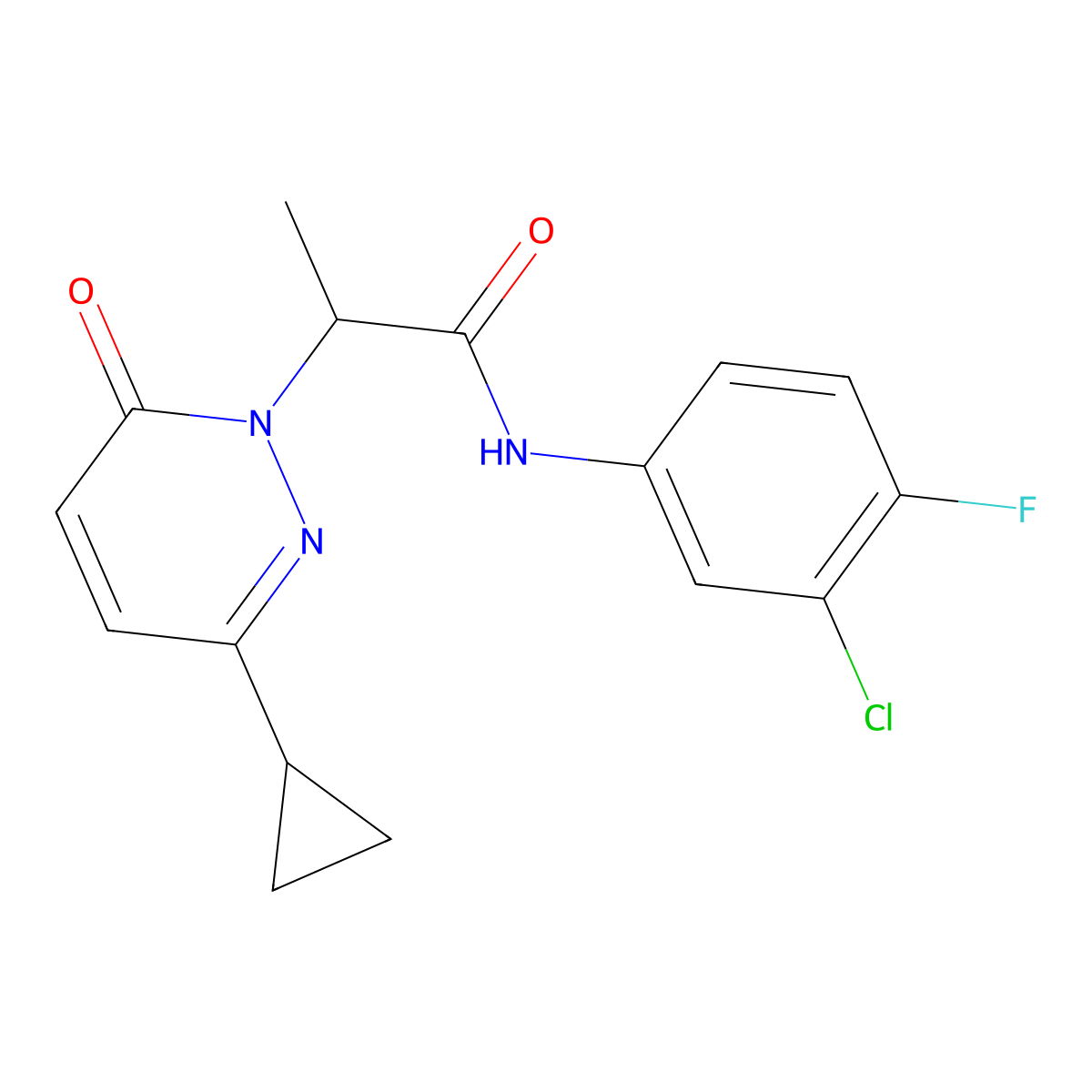 N-(3-chloro-4-fluorophenyl)-2-(3-cyclopropyl-6-oxopyridazin-1(6H)-yl)propanamide molecular structure, CAS 2034313-82-9