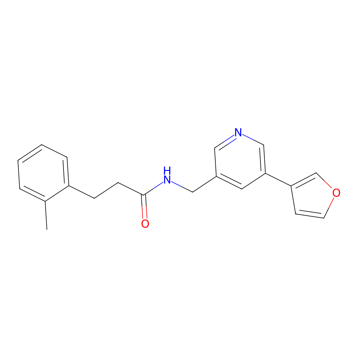 N-((5-(furan-3-yl)pyridin-3-yl)methyl)-3-(o-tolyl)propanamide molecular structure, CAS 2034313-86-3