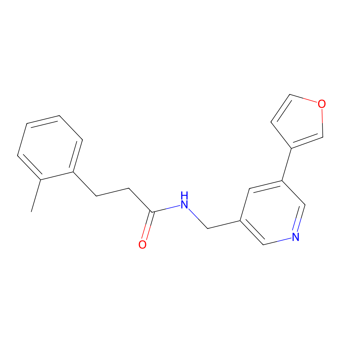 N-((5-(furan-3-yl)pyridin-3-yl)methyl)-3-(o-tolyl)propanamide molecular structure, CAS 2034313-86-3