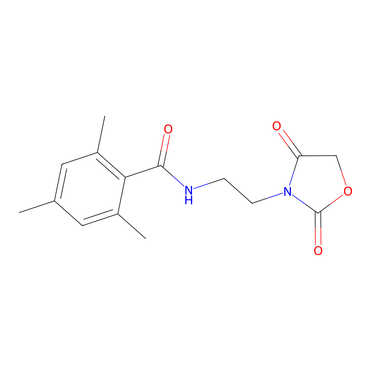 N-(2-(2,4-dioxooxazolidin-3-yl)ethyl)-2,4,6-trimethylbenzamide molecular structure, CAS 2034313-87-4