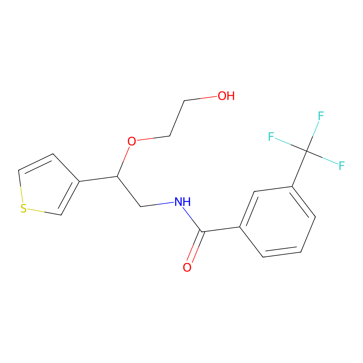 N-(2-(2-hydroxyethoxy)-2-(thiophen-3-yl)ethyl)-3-(trifluoromethyl)benzamide molecular structure, CAS 2034313-88-5