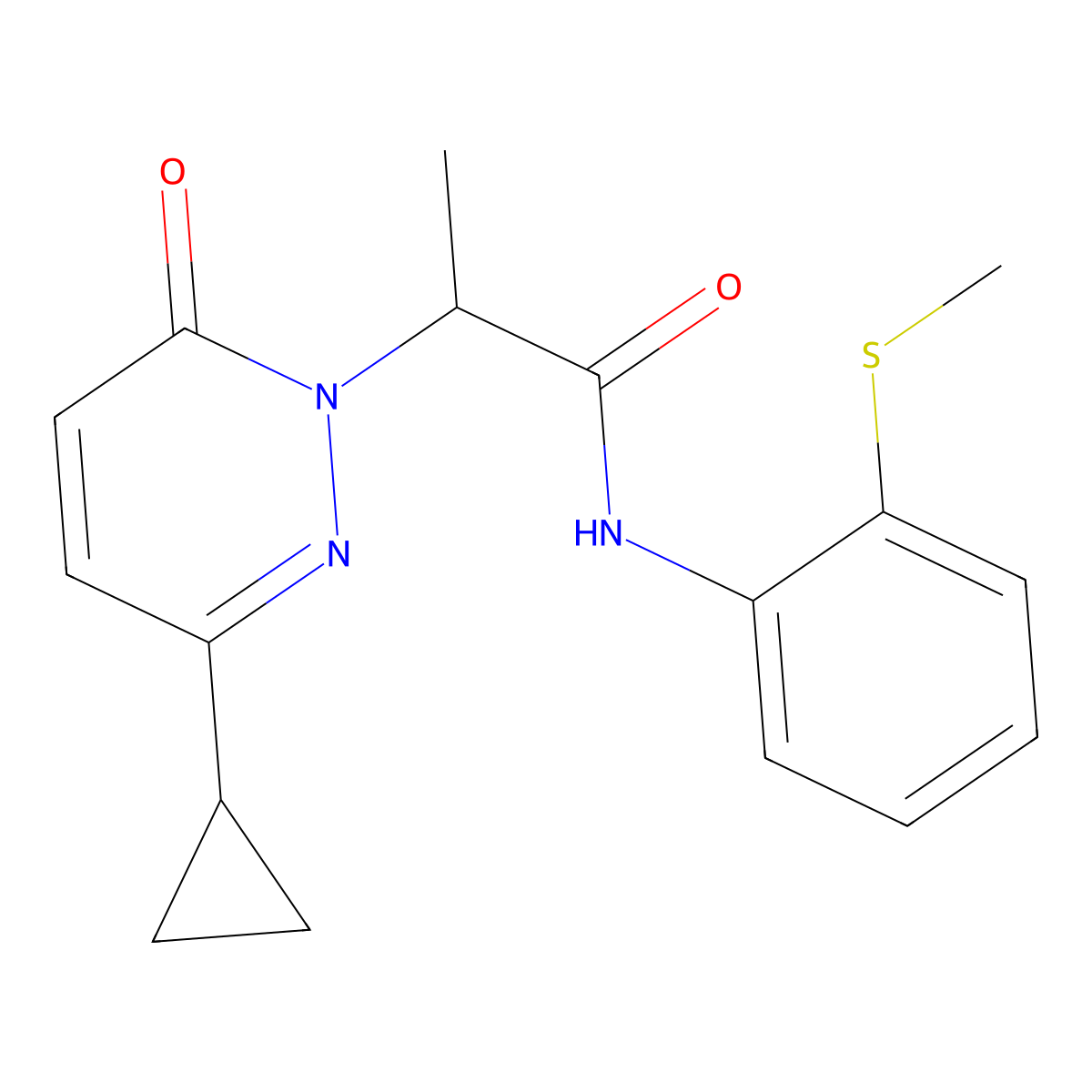 2-(3-cyclopropyl-6-oxopyridazin-1(6H)-yl)-N-(2-(methylthio)phenyl)propanamide molecular structure, CAS 2034313-89-6