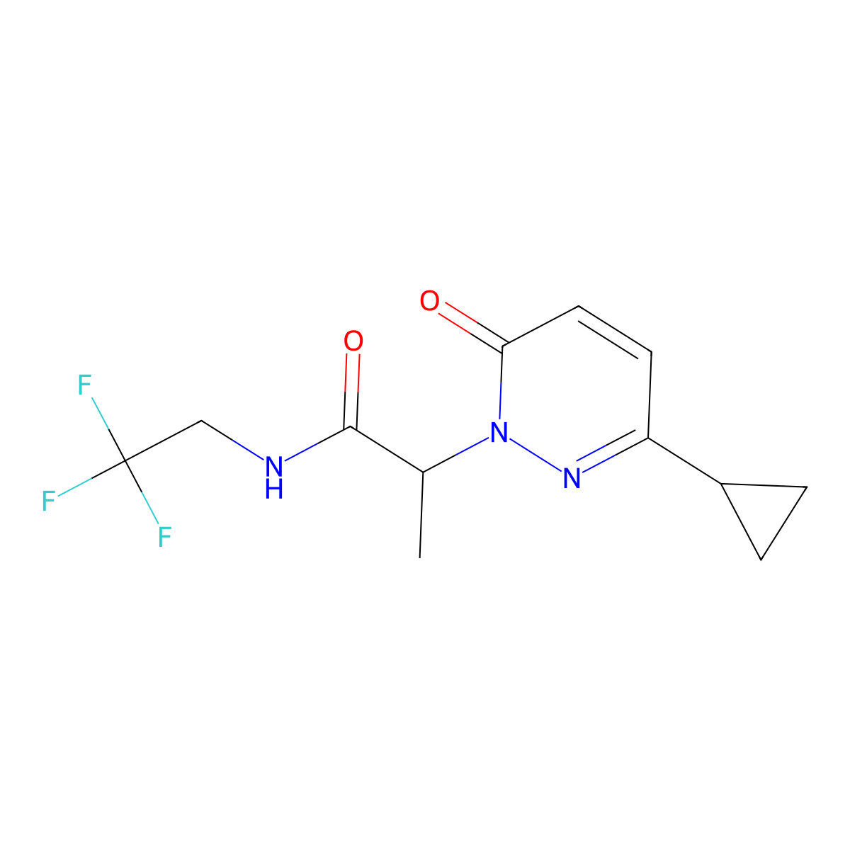 2-(3-cyclopropyl-6-oxopyridazin-1(6H)-yl)-N-(2,2,2-trifluoroethyl)propanamide molecular structure, CAS 2034313-94-3