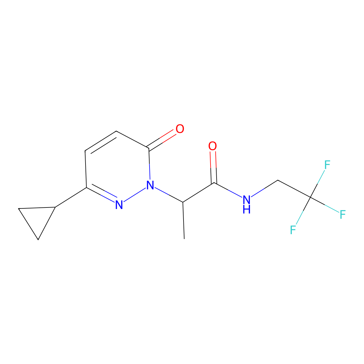 2-(3-cyclopropyl-6-oxopyridazin-1(6H)-yl)-N-(2,2,2-trifluoroethyl)propanamide molecular structure, CAS 2034313-94-3