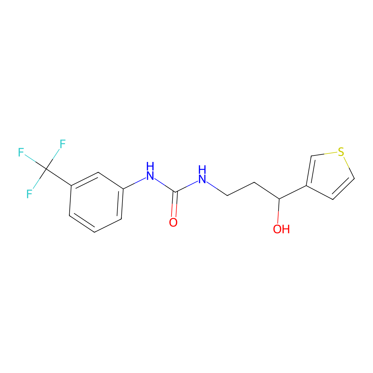 1-(3-Hydroxy-3-(thiophen-3-yl)propyl)-3-(3-(trifluoromethyl)phenyl)urea molecular structure, CAS 2034313-99-8