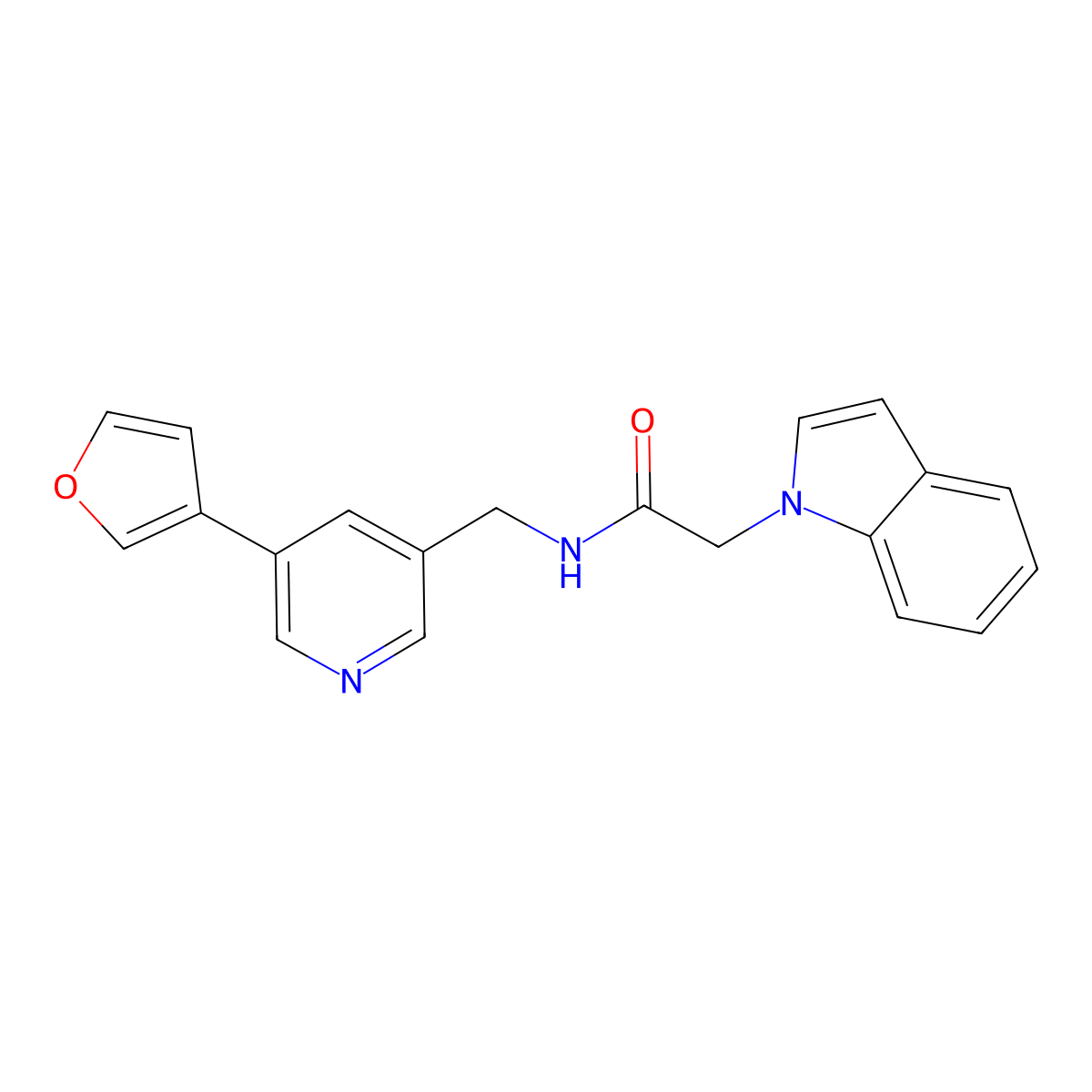 N-((5-(furan-3-yl)pyridin-3-yl)methyl)-2-(1H-indol-1-yl)acetamide molecular structure, CAS 2034314-00-4