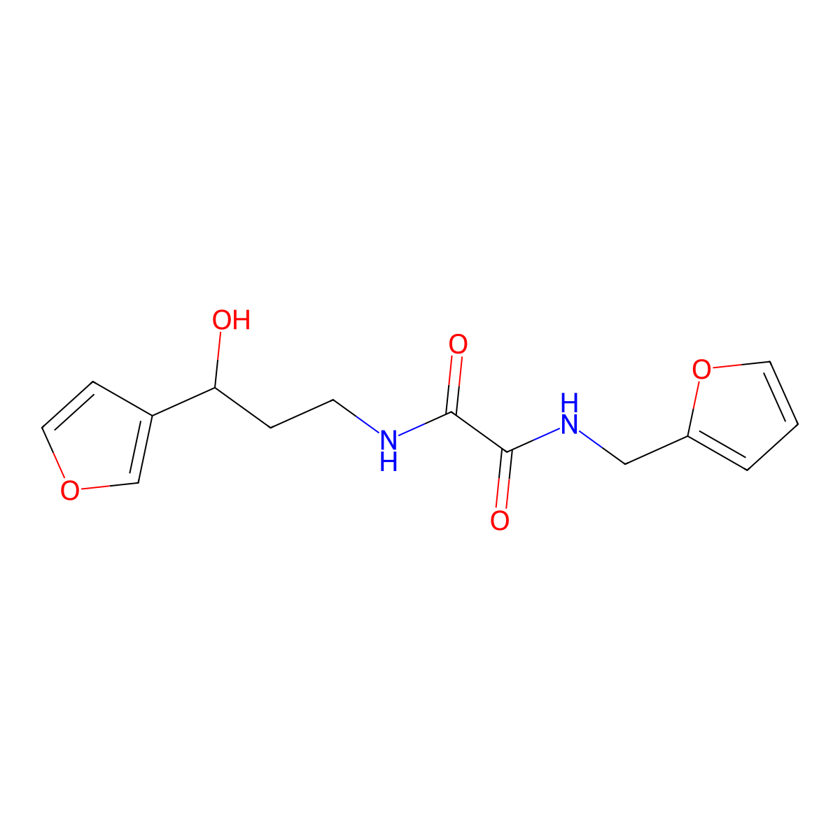 N1-(furan-2-ylmethyl)-N2-(3-(furan-3-yl)-3-hydroxypropyl)oxalamide molecular structure, CAS 2034314-08-2