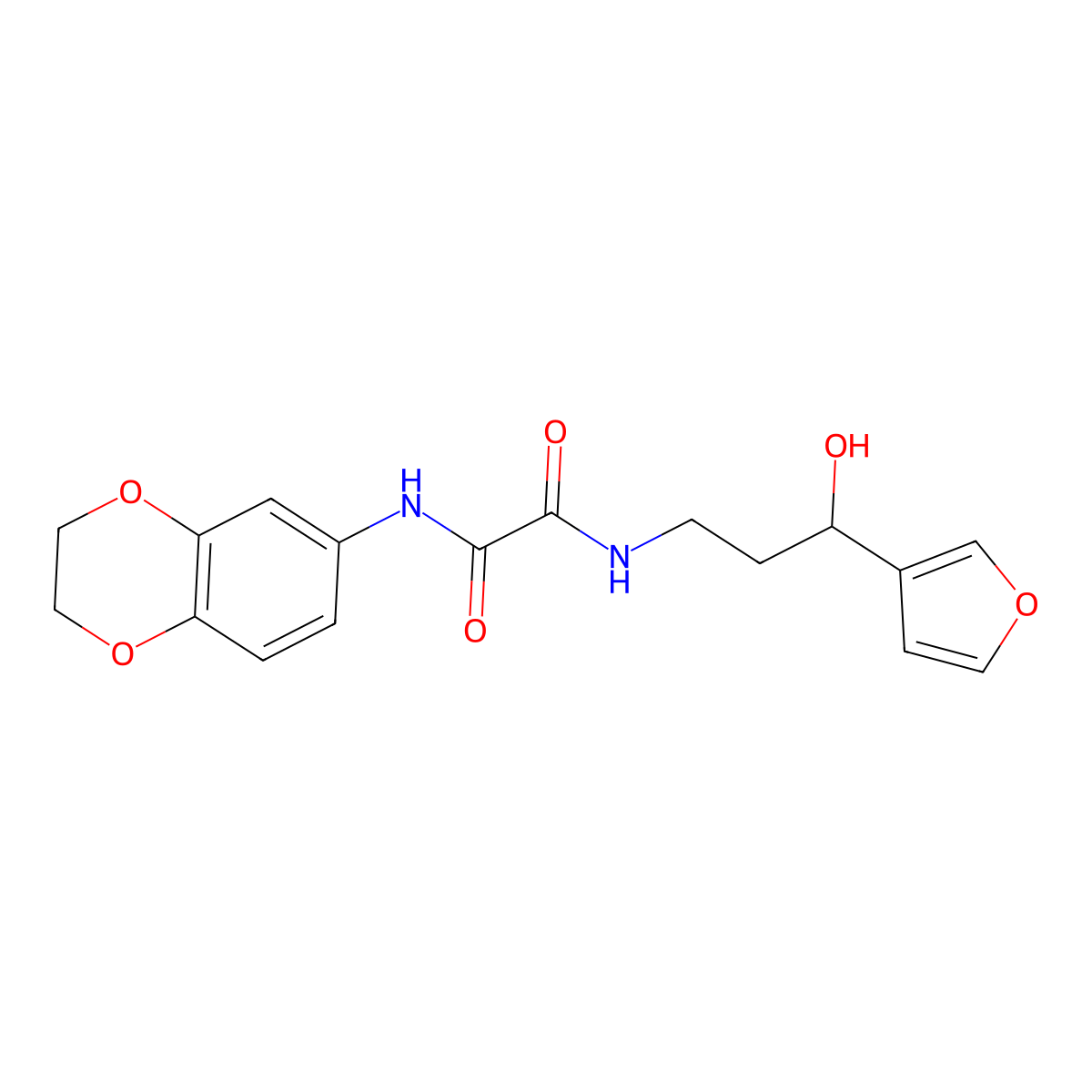 N1-(2,3-dihydrobenzo[b][1,4]dioxin-6-yl)-N2-(3-(furan-3-yl)-3-hydroxypropyl)oxalamide molecular structure, CAS 2034314-11-7