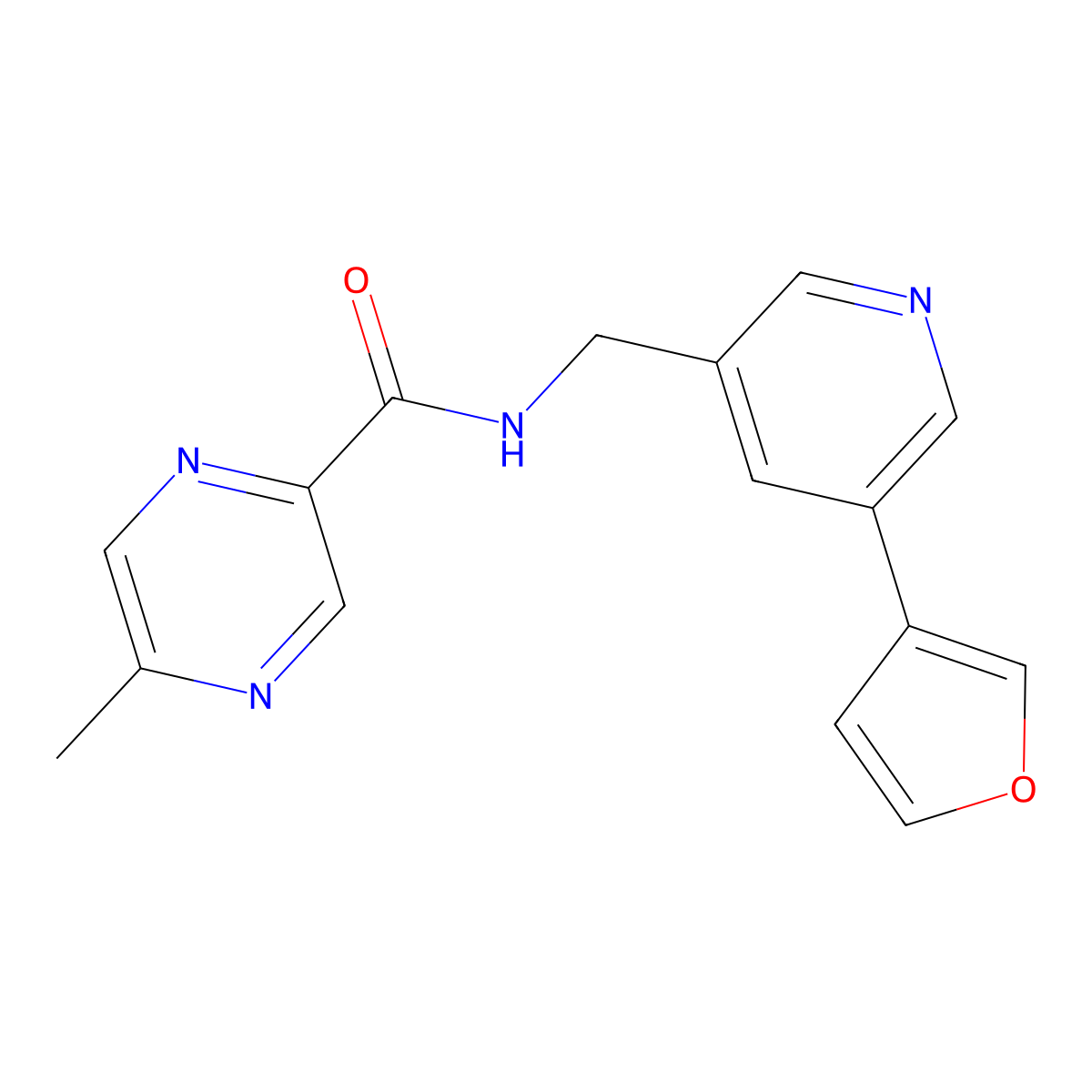 N-{[5-(furan-3-yl)pyridin-3-yl]methyl}-5-methylpyrazine-2-carboxamide molecular structure, CAS 2034314-12-8