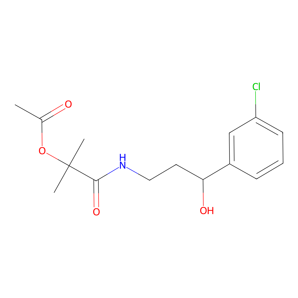 1-((3-(3-Chlorophenyl)-3-hydroxypropyl)amino)-2-methyl-1-oxopropan-2-yl acetate molecular structure, CAS 2034314-14-0