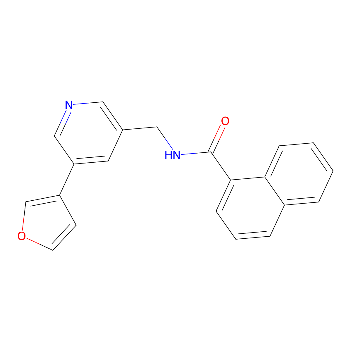 N-((5-(furan-3-yl)pyridin-3-yl)methyl)-1-naphthamide molecular structure, CAS 2034314-15-1